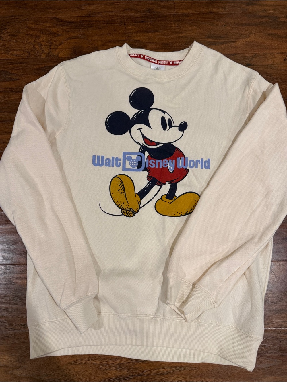 Disney Cream Crewneck Sweatshirt with Mickey Graphic
